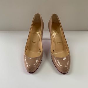 Christian Louboutin patent nude pumps